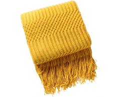 Coperta lavorata a maglia, leggera e confortevole, adatta per letto e divano（verde）