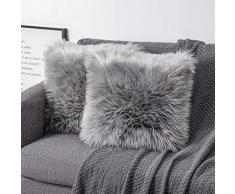 OYIMUA 2Pcs Decorativi Federa Cuscino 50 x 50 cm Grigio, Super Morbido Peluche Federa per Cuscino, Divano Cuscino Federa copricuscino Divano a Vita casa Arredamento
