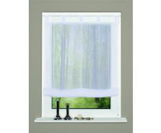 Home Fashion 79483-801 - Tenda avvolgibile con Passanti, in Tessuto Voile a Righe Sottili, 140 x 100 cm, Colore: Bianco