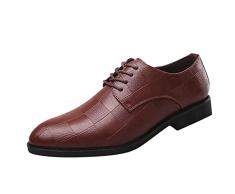 Moda Estate e Autunno Uomini Scarpe In Pelle Tacco Basso Punta Punta Pizzo Plaid Modello Casual Semplice Stivale Olio, Marrone, 42.5 EU