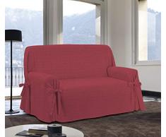 HomeLife - Copridivano Due Posti con Laccetti Micromaculato Made in Italy | Elegante Fodera per Divano - Telo in Cotone per Copertura e Protezione da Polvere, Macchie ed Usura – [2 Posto, Rosso]