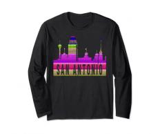 Vintage San Antonio Texas Skyline Sombrero Coperta Fiesta Maglia a Manica