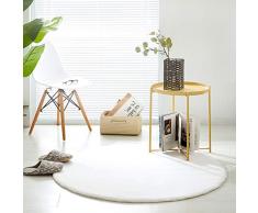 Teppich Wölkchen Tappeto soffice di pelliccia finta di coniglio | Decorazione da salotto | Tappeto di pelliccia lavabile come tappetino da letto, cuscinetto per sedia | Bianco, 120 cm rotondo