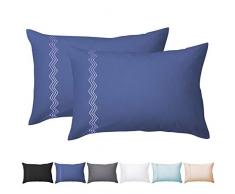 Owoda Coppia di Federe Cuscino Letto in Microfibra 40 x 80 cm, Federe de Chiusura a Busta, Eleganza e Moderna, Tinta Unita - Blu Navy