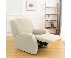 NIBESSER Copripoltrona Relax Reclinabile Universale, Fodere Copripoltrona Reclinabile 1 Posto Elasticizzato Lavabile Rimovibile, Copertura per Poltrona Elettrica Reclinabile(Avorio)