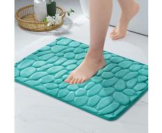MIULEE 1 Pezzo Tappeto da Bagno con Igroscopicità Assorbimento Tappetino per Soggiorno e Casa Moderna Lavabile per Cucina Ciottoli per Camera da Letto 40X60CM Verde