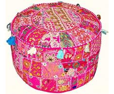 indiano vintage patchwork ottomano pouf, Indian Living Room pouf, poggiapiedi, cuscino rotondo pouf ottomano, ottomano Poof, tradizionale indiano Home Decor cuscino in cotone ottomano 33 x 45,7 cm by Traditional India