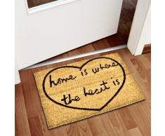 Relaxdays Home Where The Heart Is Zerbino da Ingresso, PVC, Marrone, 40 x 60 cm