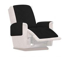 willkey Copripoltrona Relax Reclinabile Universale Copripoltrona 1 Posto Impermeabile Trapuntato Antiscivolo Fodera Poltrona con Braccioli (nero)
