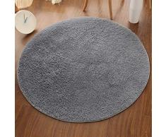 Insun Tappeto Shaggy Tappeto è Monocromatico Rotondo Tappeti A Pelo Lungo Antiscivolo grigio 80cm Diametro