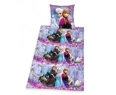 Herding 448040050412 - Set di biancheria da letto con motivo dal film Disney Frozen, il regno di ghiaccio, composto da federa di 80 x 80 cm e copripiumino singolo di 135 x 200 cm, 100% cotone rinforzato