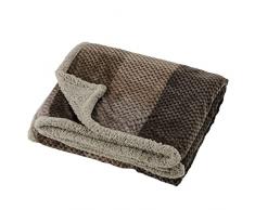 Baroni Home Coperta di Pile, Plaid Invernale Morbido per letto e divano, Coperta Matrimoniale, Colore Marrone, 150x200 cm