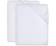 Utopia Bedding Set di 2 Lenzuolo con Angoli Piazza e Mezza Francese - 135x190cm - Bianco - Microfibra Spazzolata - Lenzuolo Sotto con Angoli Elasticizzato