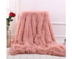 Fansu Coperta in Pelliccia Sintetica per Divano, Calda Soffice Coperta in Pile di Corallo Coperta Decorativa Traspirante Inverno Coperte da Letto in Peluche (Pasta di Fagioli Rossi,80 * 120cm)