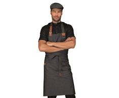 Isacco Grembiule Pettorina KANSAS Jeans con inserti in pelle100% cotone 220 gr/m2 (Black Jeans)