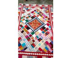 Marusthali Trapunta Patchwork Pesante Patchwork Matrimoniale Vintage Indiano Pesante Ricamo Etnico Patchwork copriletto Misura 90 da 108 Pollici