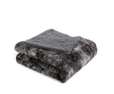 Coperta morbida in finta pelliccia, soffice e calda e leggera, reversibile in pile Sherpa – Coperta di lupo grigio, King 274,3 x 228,6 cm