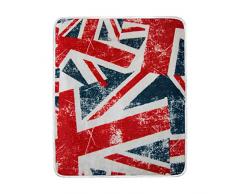 BIGJOKE Coperta, Vintage London Union Jack soffice Coperta per Bambine cm-copriletto Outdoor Campeggio Viaggio Leggero in Microfibra di Poliestere 127 x 152,4 cm