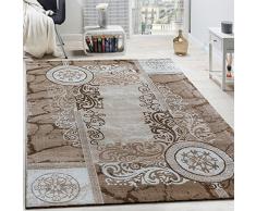 Paco Home Tappeto di Design Moderno mélange Floreale con Motivo Meandro Cerchi Crema Beige, Dimensione:120x170 cm
