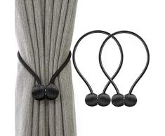 Fibbia In Tieback per Fermatenda Tende Holdback, IHClink Maglia Magnetica Clip di Tenda Del Fiore di Cristallo per La Tenda - Argento Black (2 PCS)