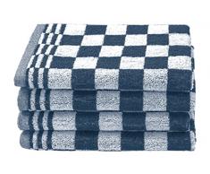 ZOLLNER 4 strofinacci da cucina, 100% cotone spugna, 50x50 cm, blu-bianchi