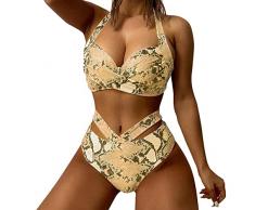 Swimsuit Top with Underwire Leaf Top Profondo V Plaid Giallo Set di Bikini Popolari Kit di Grooming Womens Bikini Abito in Bikini Bikini Uncinetto Bianco