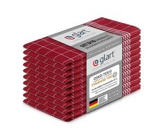 Glart 48RI2 - Set di 10 strofinacci da cucina, 50 x 70 cm, in 100% cotone, con certificazione Oeko-TEX Standard 100, colore rosso prelavato, per cucina e lavaggio