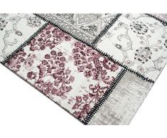 Edler stilista tappeto Tappeto moderno tappeto Patchwork Vintage Heather Karo Pattern in viola Crema Grigio Rosa Nero Größe 80x150 cm