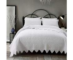 Trapuntina Copriletto Trapuntato Trapuntino Matrimoniale Trapunta Estiva Singolo Copriletto Trapuntato Patchwork 3 Pezzi,White-250x270cm