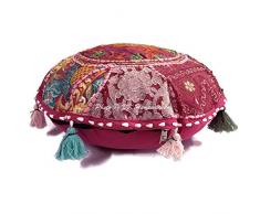DK Homewares Decorativo Il Giro 18 X 18 Pollici Cuscino da Pavimento Rosa Scuro Etnico 45 Cm Cuscino Cervicale Copertina