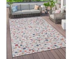 Paco Home Tappeto Cucina da Esterno Salotto Moderno Balcone Terrazo Scandinavo Etnico Geometrico Motivo Astratto Rombi Design 3D, Dimensione:60x100 cm, Colore:Multicolore