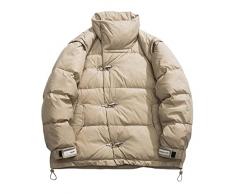 Piumino trapuntato imbottito da uomo Giacca invernale leggera imbottita con fibbia alluncinetto Capispalla a bolle Cappotto con maniche staccabili antivento casual ( Color : Brown-A01 , Size : 4XL )