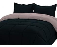 Corredocasa Trapunta/Piumone Tinta Unita Duble Face Invernale Imbottita 100% Morbida Microfibra di Poliestere Misura 2 Piazze Letto Matrimoniale 260x260 cm (Nero/Grigio)