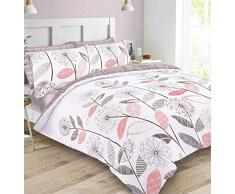 Dreamscene Lussuoso set copripiumino Allium, motivo floreale, colore rosa e grigio, per letto singolo