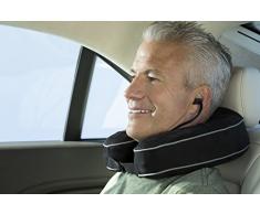 HoMedics Cuscino Massaggiante Cervicale, Massaggiatore Collo da Viaggio Vibrante in Memory Foam, 2 Velocità, Tappi per le Orecchie Inclusi, Nero, 425g