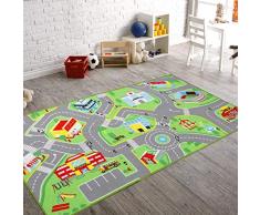 Booooom Jackson Tappeto con Strade per Bambini 100x200 cm-Design Divertente e Resistente,Gioca e Impara Divertendosi,Tappeto Bambini Gioco con Retro Antiscivolo,Tappeti di Zona
