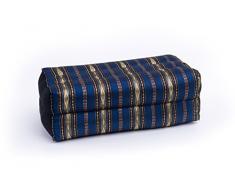 Cuscino per la meditazione yoga 35x15x10 cm, imbottitura Kapok, design tradizionale Thai azzurro