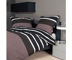 Janine biancheria da letto in soffice flanella, torrone-Nero, 100% cotone, nougat-schwarz, 240 x 220 cm + 2 x 80 x 80 cm