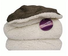 Robin Marieton Coperta con lorso 34030029 Mouton una smorfia berbero / Volto, finta pelle scamosciata / poliestere, taupe grigio Valori R8 125 x 150 x 0,6 cm