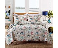 Trapuntina Copriletto Trapuntato Trapuntino Matrimoniale Trapunta Estiva Singolo Copriletto Trapuntato Patchwork 3 Pezzi,Color9-230x250cm