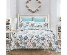 Copriletto Trapuntato Matrimoniale 230x250cm in Cotone, Patchwork Trapuntino con 2 Federe 50x70cm, Trapunta Sottile per Primaverile e Estivo, Stile Country