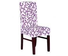 WINOMO Copertura della sedia removibile fodera coprisedia con schienale lavabile poliestere dello Spandex (stampa bianco viola)
