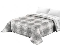 Tata Home Trapunta Invernale Piazza Mezza Imbottita 300 gr/mq Piumone Caldo Misura 210x260 cm Fantasia Damascata 3D Made in Italy Colore Grigio