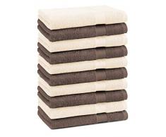 Betz Set di 10 asciugamani per ospiti Premium misura 30 x 50 cm colore marrone noce e beige