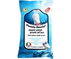 1 conf di GUANTO DOCCIA® =12 Guanti umidi (manopole saponate) per ligiene del corpo PRONTI ALLUSO. Senza risciacquo. Made in Italy.