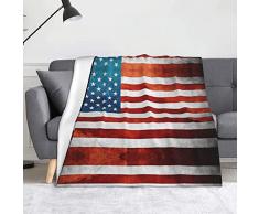 Coperta vintage americana con bandiera americana in flanella: >> 152,4 x 127 cm, coperta calda per letto, divano, camera da letto, uomo e donna regalo