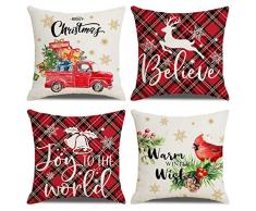 Guangcailun 4 pezzi Federa di Natale Federa per cuscino di Capodanno Protezione antipolvere Decor Atmosfere Decorazione natalizia Divano Sedia in camera