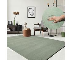 the carpet il tappeto Relax Tappeto moderno a pelo corto, fondo antiscivolo, lavabile fino a 30 gradi, morbidissimo, effetto pelliccia, verde, 120 x 170 cm