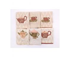 BESANA - Set asciugapiatti da Cucina Ricamati in Cotone: Donna. - Set 12 pz