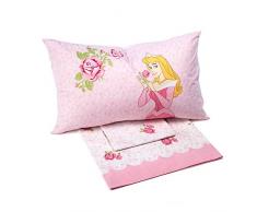 Caleffi 80503 Cotone Disney Princess Rose Completo Lenzuola per Singolo Letto, Multicolor